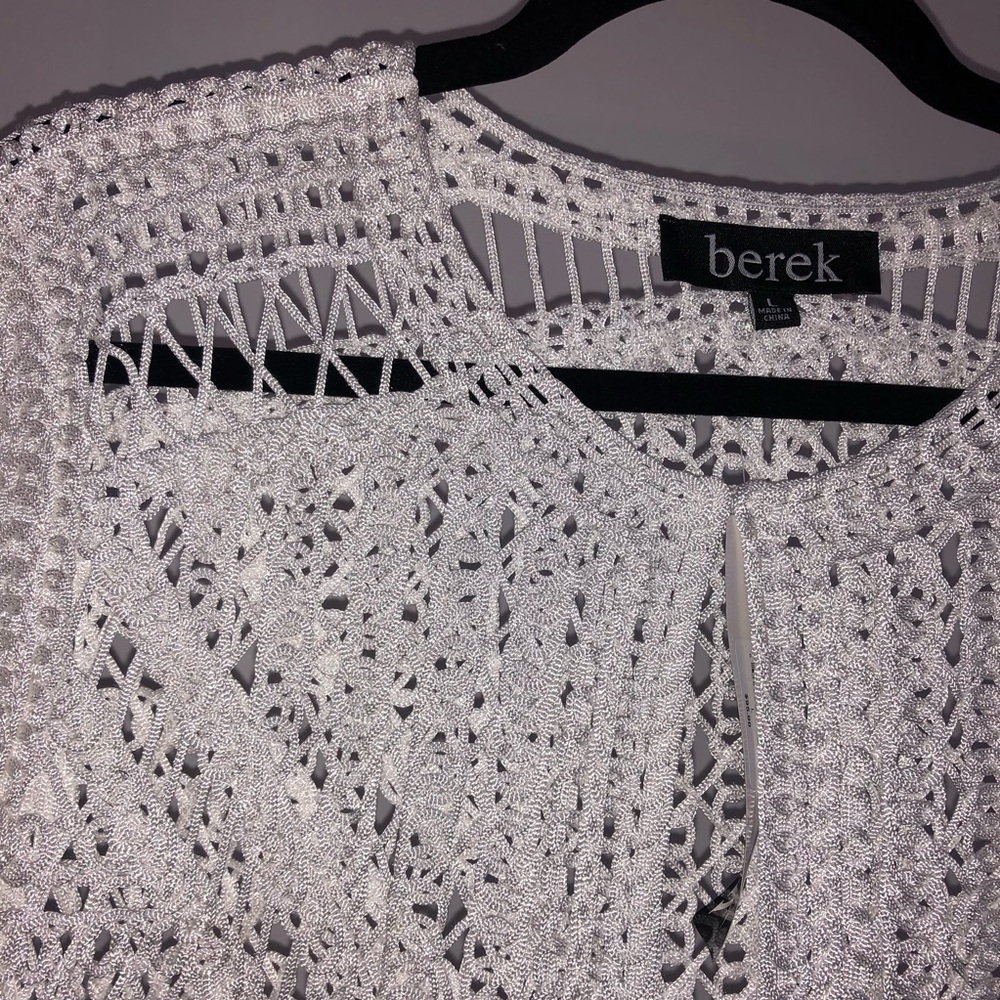 COPY - Berek Crochet Boho Topper Jacket Blazer Cardigan Peral White Size L - Picture 7 of 7
